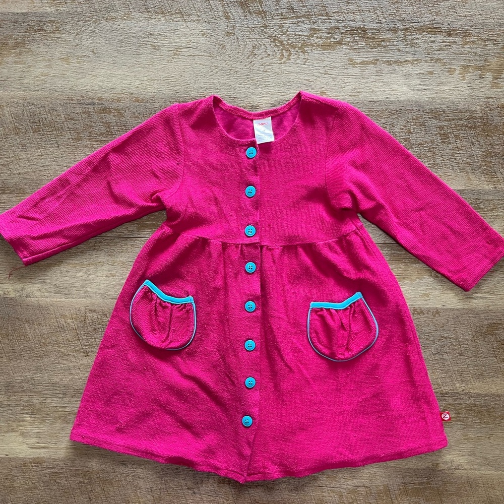 Zutano Pink Toddler Dress with Blue Accents